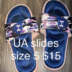 Under Armour Navy and Multicolor Slides